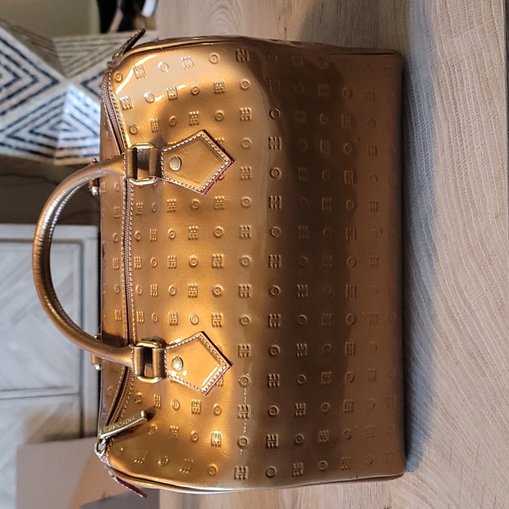 Arcadia Olive/Gold Patent Tote